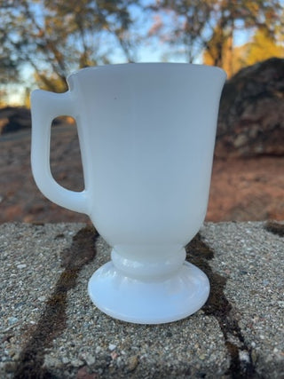 vintage Disneyland milk glass pedestal mug with the name "Vicki”  in gold