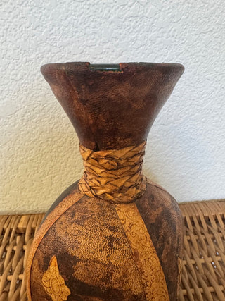 Leather wrapped vase - MTS|100753