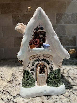 Blue Sky Clayworks "Welcome Friends" Candle House Holder RCD
