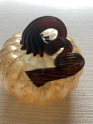 Amber colored  glass pumpkin Brown stalk
