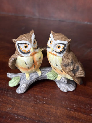 Vtg Lefton hand painted owls on branch NM MTS|65827