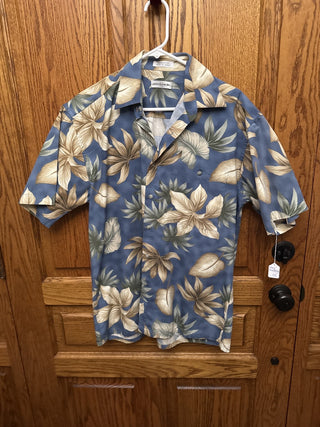 Vintage Pierre Cardin Mens Baby Blue Shirt with yellow flowers SZ LG-RCD|121370