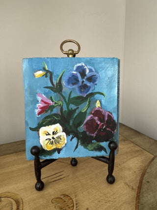 AJ - Hand Painted Pansies on Wood MTS|81135