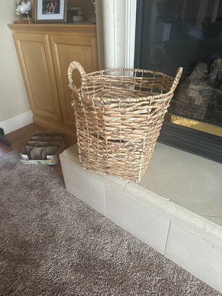 Handmade Dried Water Hyacinth Woven Basket, 18" tall, 17.5 wide