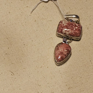 Silver plate 2 stone pinkthulite pendant