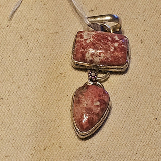 Silver plate 2 stone pinkthulite pendant