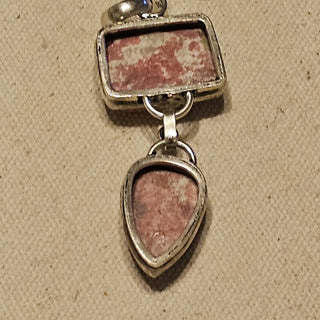 Silver plate 2 stone pinkthulite pendant