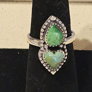 Sterling 2 stone Sonoran gold turquoise ring sz 7
