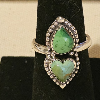 Sterling 2 stone Sonoran gold turquoise ring sz 7