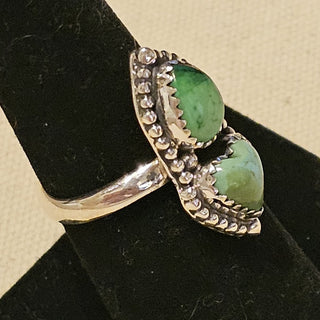 Sterling 2 stone Sonoran gold turquoise ring sz 7