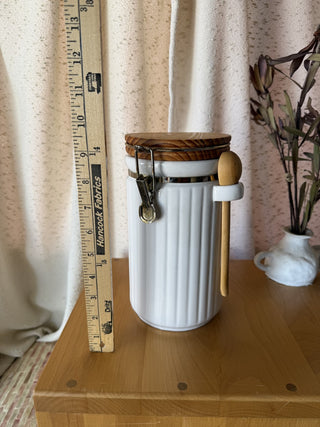 Ceramic Canister & Wooden Spoon (LZD - RSV)|108621