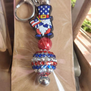 Beaded Bar Keychain/Bag Tag: Patriotic Gnome RSV|83943