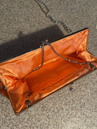 VTG beaded orange clutch purse