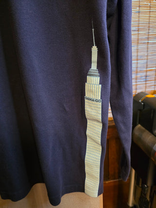 MTS Vtg Gama Go Navy LS Empire State Bldg Tee *XL*|120241