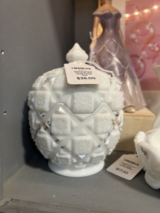 Westmoreland Old Quilt Milk Glass Candy Dish MTS