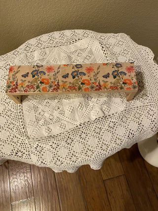 Embellished solid blondewood riser/shelf