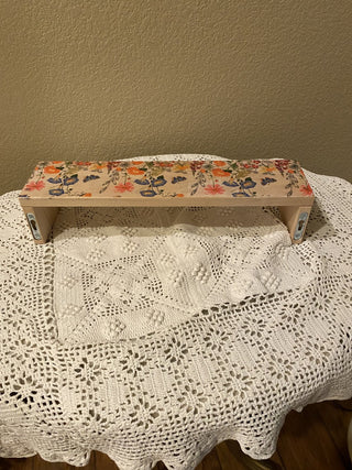 Embellished solid blondewood riser/shelf