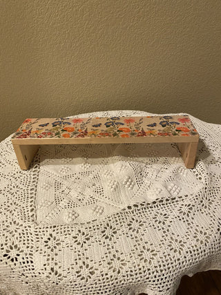 Embellished solid blondewood riser/shelf