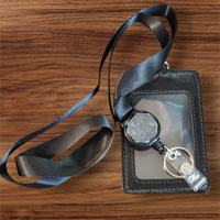 Interchangeable Badge Reel Lanyard with Retractable Reel: Lanyard Black. Badge Button: Diamonds.|63689