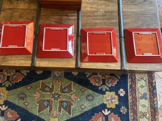 Waechterbach Plates, Square, Red , Fun, Factory, Earthenware, Discontinued Germany 10 " #63 VV MTS|109045