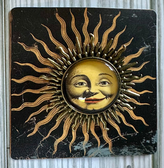 Vintage Style Brooch: Sun w/Goldtone Corona Bezel  RCD|117043