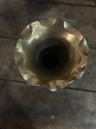 10H Mid century modern teal brass vase|100225