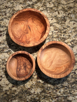 Nesting Olive Wood Bowls, Set of 3      MTS|82962