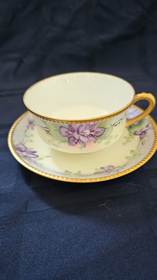 Haviland porcelain hand painted tea cup with inscription