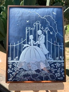 Antique Reverse Painted Silhouette on Bubble Glass RCD