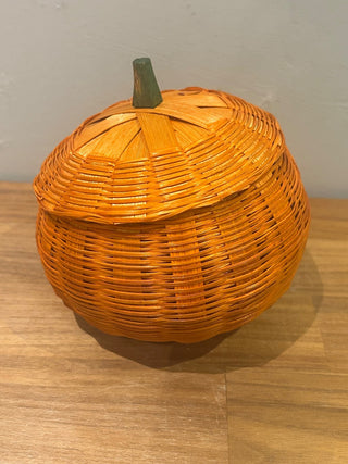 Vintage Wicker Pumpkin with Lid   MTS|107287