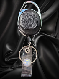 Carabiner with Belt Clip Interchangeable Badge Reel with Retractable Reel.  Badge Button: Pearl.|62751