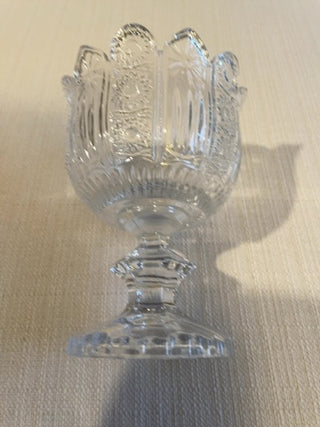 SHANNON CRYSTAL PINWHEEL Paneled Footed Candy Dish Bowl