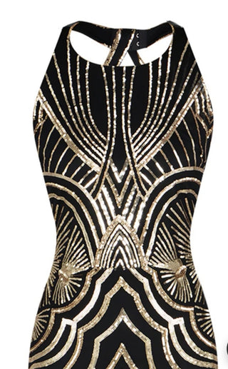 Gold Sequin 1920's Flapper Style Dress, Size M-RSV|130159