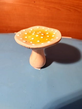 Cute wooden ceramic five inch hand painted mushroom