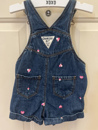 OSHKOSH Vestbak Hearts Denim Shortalls 9 Months - RSV|105995