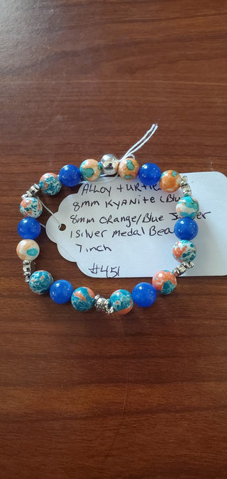 Bracelet #451 alloy turtles and kyanite (blue)