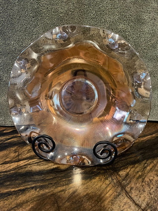 Vintage Jeannette Amber Marigold "Iris and Herringbone" Carnival Glass Bowl.  RSV|122297