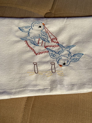 Embroidered Towel  Bluebird Laundry. #SM. RCD|51081