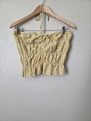 NEW! Yellow gingham tie halter top RSV|160929