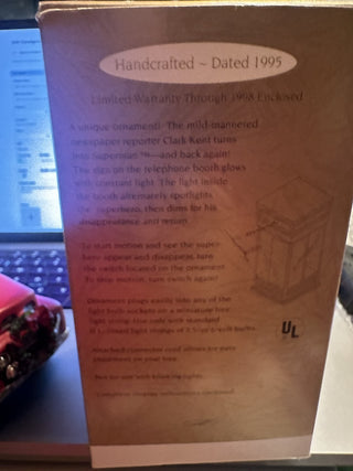 1995 Hallmark Keepsake Superman In Telephone Booth Christmas Ornament #62 VV MTS|139860