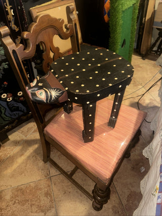 20th Century plainted and carved wooden stool cat #47 VV MTS|97202