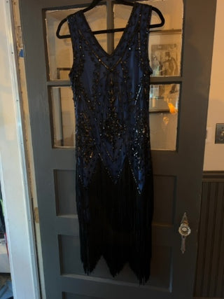 Women’s Blue 20’s Flapper Gatsby Dress Size L