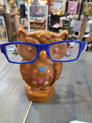 Owl Eyeglass Holder 6 1/2" tall, Wooden, Vintage