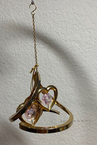 Mascot 24k Gold Plated w/Austrian Crystals Double Heart Ornament RSV