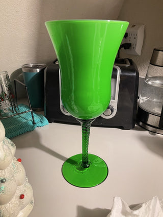 11..75 Cased Green Carlo Moretti Empoli Glass Goblet--SP MTS