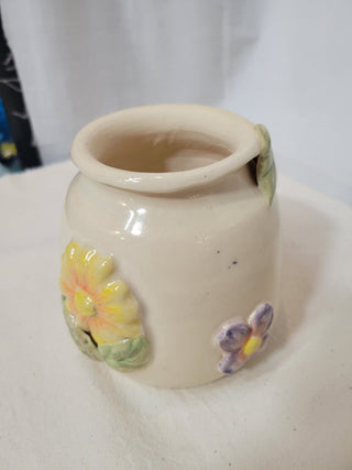 Hand Thrown Crock w/Applied Flowers RCD