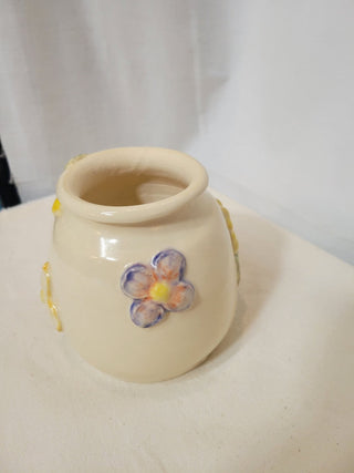 Hand Thrown Crock w/Applied Flowers RCD