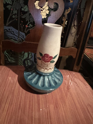Vintage Lamp hand painted rose vase #62 VV MTS|97270