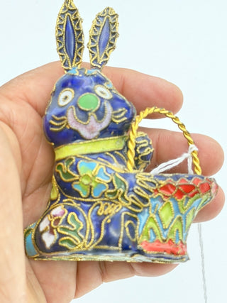 Cloisonne Rabbit approx. 1.75" X 3.8" Adorn your Chinese New Year or Easter Table with this adorable bunny #62 VV MTS