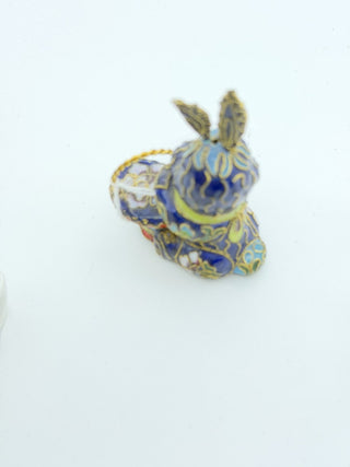 Cloisonne Rabbit approx. 1.75" X 3.8" Adorn your Chinese New Year or Easter Table with this adorable bunny #62 VV MTS